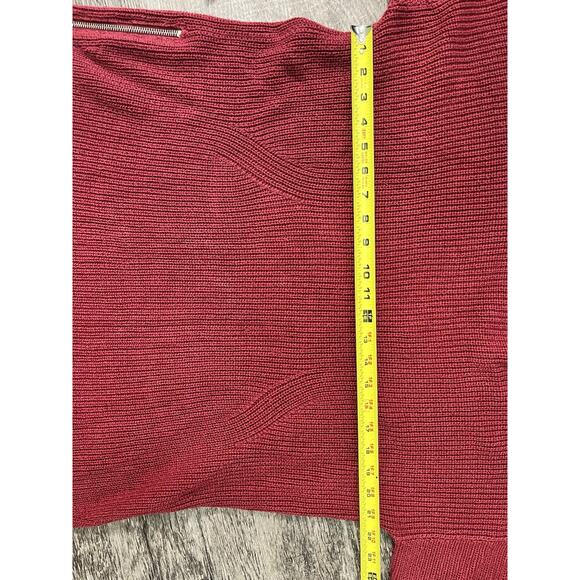 H&M Large Red Knit Sweater Side Zip Pullover Long Sleeve Casual Women’s - Picture 7 of 8
